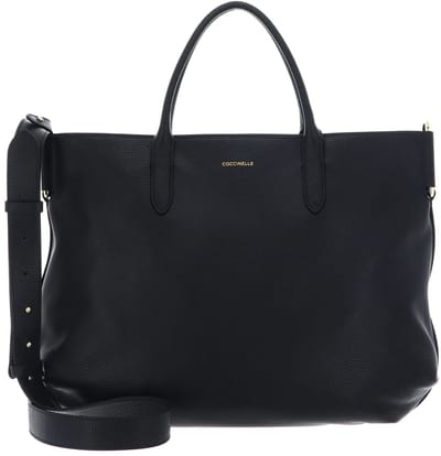 COCCINELLE Leren handtas schoudertas Rebekka Handbag Grained Leather Noir zwart