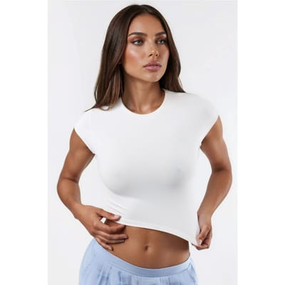 Ronde Hals Effen Cropped T-Shirt
