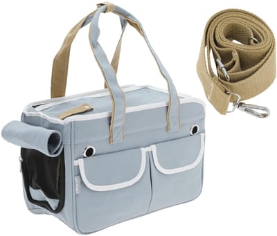 Dailygoods- Transportbox Met Verwijderbaar Matje - Draagtas - 2 Zakken - Ademend - Voor Kleine Huisdieren Tot 7.5 kg - Hoogwaardig Oxfordstof - Hondentas