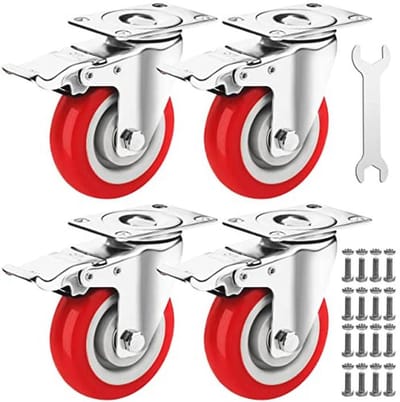 Robuuste 4 inch Zwenkwielen Set van 4 met Remmen - Ideaal voor Karren, Meubels en Werkbanken