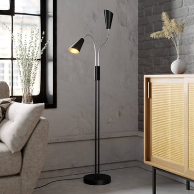 Lucande - vloerlamp - 2lichts - Metaal - H: 124 cm - GU10 - zwart, goud