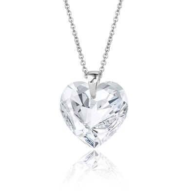 Montebello Ketting Fleur HZ53 - Swarovski Hart - 925 Zilver Gerhod. - Ø14mm - 45cm