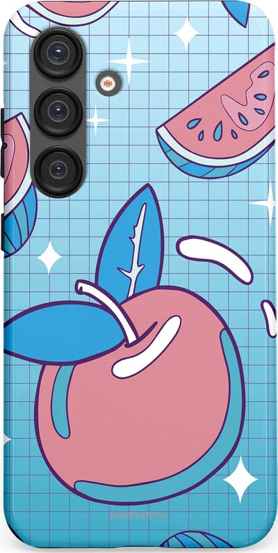 Casetastic Hoesje Geschikt voor Samsung S25 - Stijlvolle Beschermende Duo-layer Case - Fruitige appel ruitjes