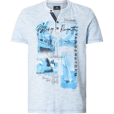 Jan Vanderstorm herren T-Shirt - 60/62 - lichtblauw - Plus Size