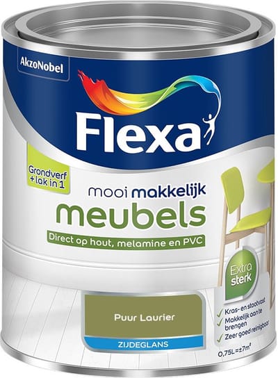 Flexa - Mooi Makkelijk Meubels Zijdeglans - Puur Laurier - Mengverf - 750 Ml