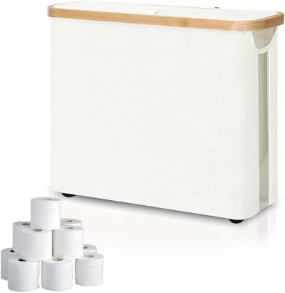 Praktische toiletpapieropslag met deksel en kijkvenster voor 8-12 rollen - Ruimtebesparende toiletrolorganizer in beige