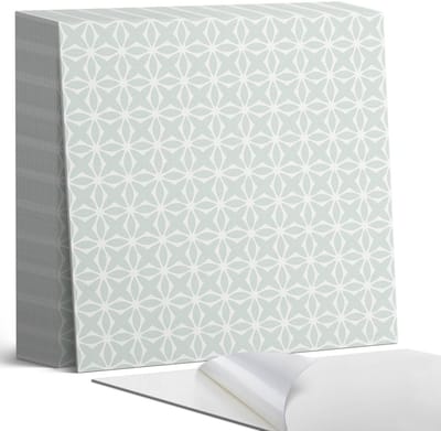 Coloray Plaktegels - Geometrisch bloemenpatroon Zelfklevende Tegels - 20 cm x 20 cm - Grijs Plaktegels - 20 stuks - Vierkant PVC Tegels - Plaktegels Badkamer - Plaktegels Vloer - Vinyl Tegels Zelfklevend - Wandtegel Zelfklevend