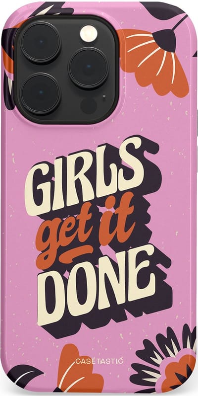 Casetastic hoesje geschikt voor Apple iPhone 14 Pro - MagSafe - Dubbellaagse bescherming - Girls get it done - Fashion Case - Lila Donkergrijs Terracotta
