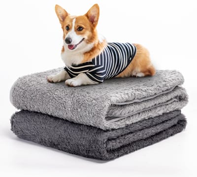 2 Stuks Hond Kat Wasbare Zachte Duurzame Deken, Zachte Fleece Deken voor Honden en Katten, voor Honden, Katten, Konijnen en Andere Huisdieren, Donkergrijs en Lichtgrijs, 100 * 80 cm