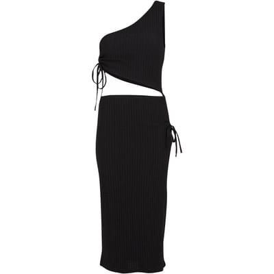 Urban Classics Cut-Out Jersey jurk Dames Midi-jurk - zwart - XL