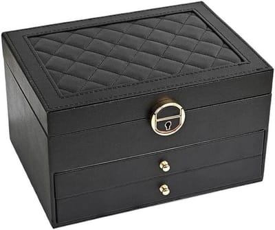 Sieradendoos Organizer - Sieradenopslag Doos - Sieraden Opbergen - Meerlaagse Vakken - 23 x 17 x 13.5 cm - Zwart