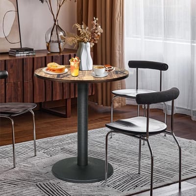 Ronde bartafel - Eettafel vierkant - Gezellig dineren - Industriële stijl - 60x60x72 cm - Houtkleurig