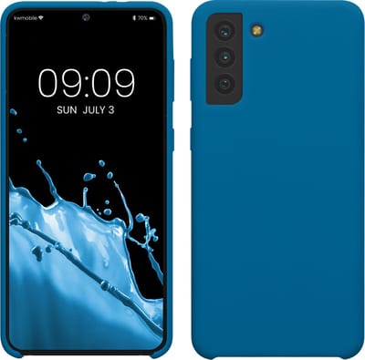 kwmobile telefoonhoesje geschikt voor Samsung Galaxy S21 Plus - Hoesje met siliconen coating - Smartphone case in rifblauw