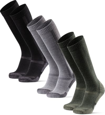 DANISH ENDURANCE Merinowollen Kniehoge Wandelsokken met Demping & - Unisex - 3 Paar - 35-38