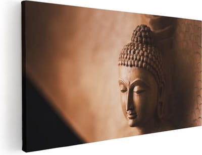 Artaza Canvas Schilderij Boeddha - 40x20 cm - Klein - Wanddecoratie Spiritueel - Muurdecoratie Woonkamer - Schilderijen Op Canvas