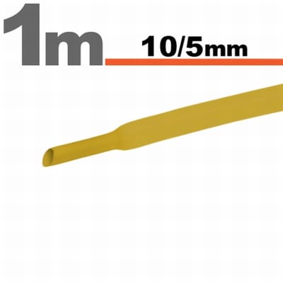 10× 1 Meter Krimpkous Geel 10 / 5 mm – 10 Stukken Van 1 Meter – Warmtekrimpbuis Voor Isolatie En Kabelbescherming – Geschikt Voor Elektrische Installaties En Reparaties [11023S]
