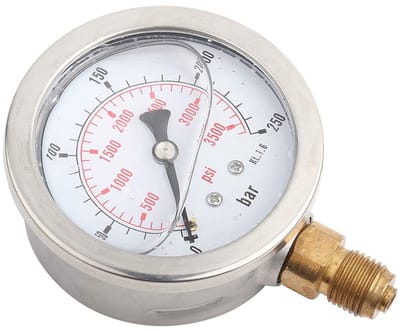 Allecto - Hydraulische Drukmeter - 0-250 Bar - 63mm Dial - Drukmeter - Precisie meting - Geschikt voor hydraulische systemen - 63mm