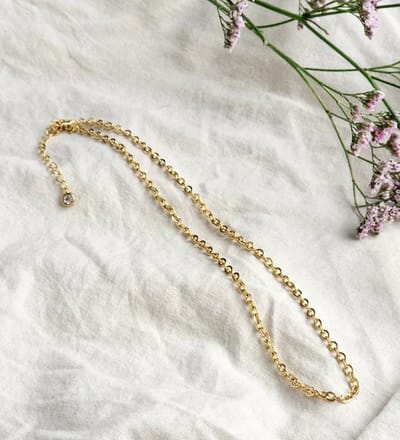 Schakelketting - stainless steel - kleur goud - Kristal - 3mm - Damesketting