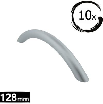 10X Handgrepen aluminium - Boormaat 128mm - Greepjes - Handgreep - Handgrepen keukenkastjes - Handvatten - Meubelgreep Aluminium - Handgrepen voor deurtje