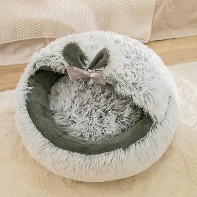 Niche d'hiver pour chat, lit chaud pour chat, niche entièrement fermée pour chien, universelle pour toutes les saisons, petit chien, couchage d'hiver, fournitures pour animaux de compagnie gray rabbit