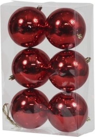 Othmar decorations Kerstballen - 6x st - rood - D10 cm - kunststof - glans - kerstversiering