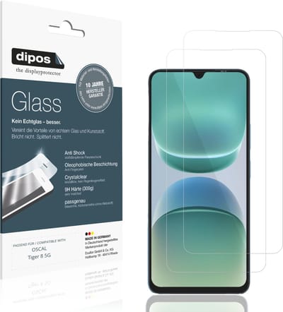 dipos – 2x Pantserfolie geschikt voor OSCAL Tiger 8 5G | 9H Screenprotector