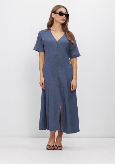 MSCH Copenhagen Mschviana Ginia 2/4 Dress Dames - Jurk - Blauw - Maat XS