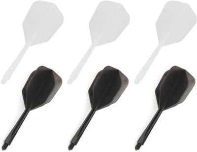 Dailygoods- Dart Shafts 6 Stuks - Geïntegreerde Dartflights - 2BA Schachtdiameter - Kunststof - Zwart/Wit - Valbestendig - Dartpijlen