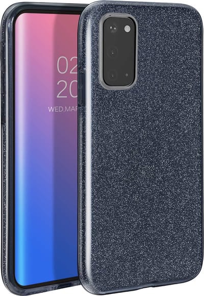 Casemania Hoesje Geschikt voor Samsung Galaxy A03 - Zwart - Glitter Back Cover