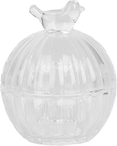 Clayre & Eef Voorraadpot Ø 8x10 cm Transparant Glas Vogel