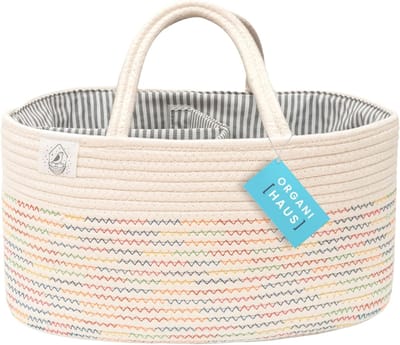 Zachte Katoenen Touw Luier Caddy en Verschoonmand - Organizer voor Babyaccessoires - Ideaal voor Thuis en Onderweg