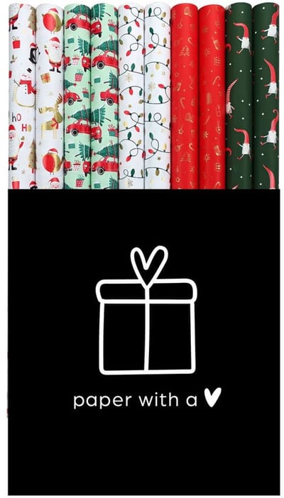 Cadeaupapier kerst collectie cadeaupapier 50 rollen multi kleuren.