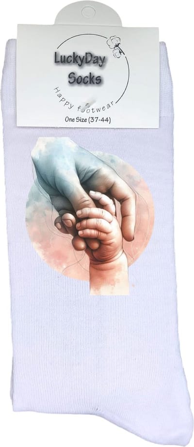 Baby - Opkikkertje - Zwanger - Grappige sokken - Valentijn cadeau - Verjaardag cadeau - Kerst cadeau - Grappige sokken - Leuke sokken - Fantasie - Vrolijke sokken - Hand - Kerst sokken - Vaderdag - Moederdag - Socks maken Happy - 37-44
