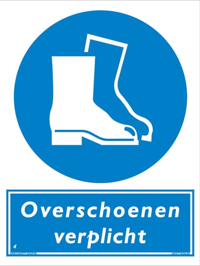 Overschoenen verplicht bord - Forex - 30 x 40 cm
