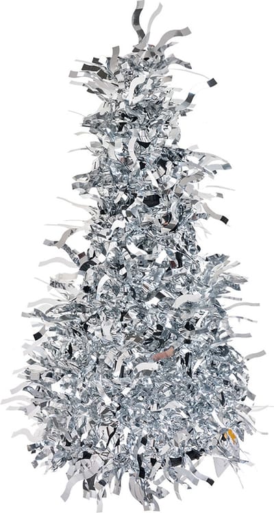 Clayre & Eef Kerstdecoratie Kerstboom Ø 12x25 cm Zilverkleurig Kunststof