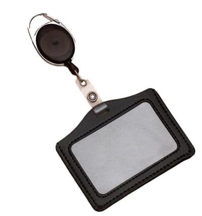 Badgehouder - Trekkoord sleutelhanger – zusterhorloge – verpleegster trekkoord – zwart MET KAARTHOUDER – I-deLuxe verpakking