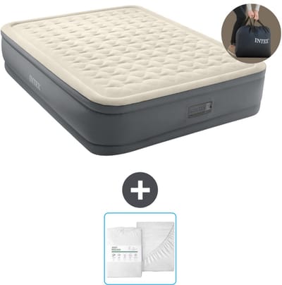 Intex Luchtbed - 2-Persoons - 152 x 203 x 46 cm - Grijs - Inclusief pomp en Hoeslaken
