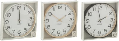 J-Line klok Rond - kunststof - beige/wit/zwart - small - 3 stuks - Ø 30 cm