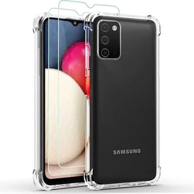 Hoesje Geschikt Voor Samsung Galaxy A03s Hoesje Shock Proof Case Met 2x Screenprotector - Hoesje Geschikt Voor Samsung Galaxy A03s Hoesje Transparant Siliconen Case Cover - Hoesje Geschikt Voor Samsung Galaxy A03s Screenprotector
