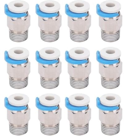 Dailygoods- Pneumatische Fittingen 12 Stuks - Druk Connector - M10 Draad - 3D Printer Accessoires - Bowden Extruders - Hoogwaardige Kwaliteit - Drukconnector
