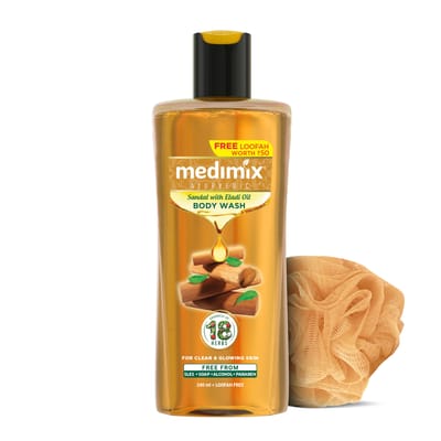 Medimix Ayurvedische Douchegel, Sandelhout Met Eladi Olie Voor Een Heldere, Stralende En Zon-vrije Huid 250ml + 50ml | Kruidige Douchegel | Parabeen- en Sulfaatvrij orange