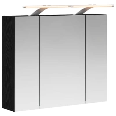vidaXL - Badkamerspiegelkast - Zwart - eiken - 60 - x - 14,5 - x - 50 - cm - Bewerkt - hout