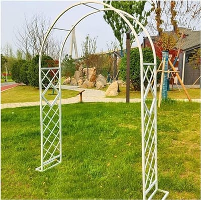 Rozenboog Metaal - Tuinboog Klimplanten - Tuindecoratie Creëren - Gegalvaniseerd Vierkant Buizenstelsel - 230 cm Hoog - Zwart