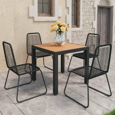 vidaXL - 5-delige - Tuinset - PVC-rattan - zwart - en - bruin