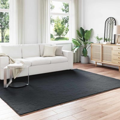 vidaXL - Antislip - vloerkleed - van - imitatie - konijnenbont - OLITE - Zwart
