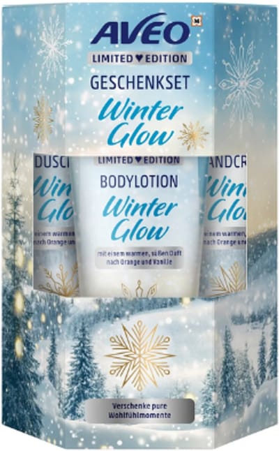 Kerst Geschenkset Aveo Winter Glow | 3-delige Kerstcadeauset - Douchegel - Bodylotion - Handcrème | Kerstcadeau Verzorgingsproducten