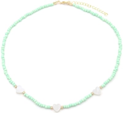 Ketting - RVS - verstelbaar - groen - goudklelurig - hartjes - liefde - meisjes - sieraad - accessoire - vrolijk - cadeau - tijdloos - hip – valentijn – cadeau