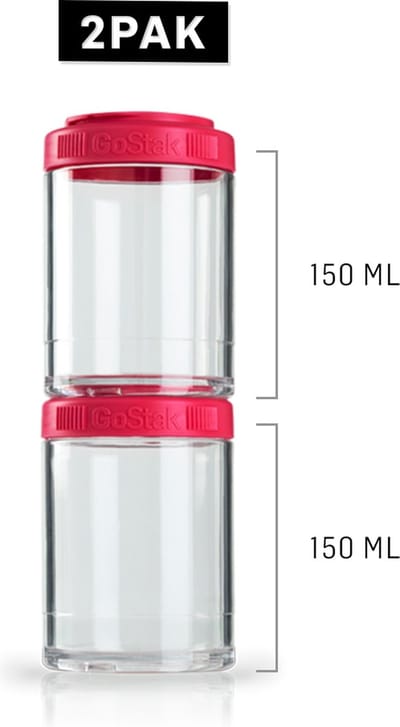 BlenderBottle Go Stak (2x150ml) ROZE - Accessoires - superhandig stapelsysteem voor uw proviand, nootjes, kruiden, fruit...