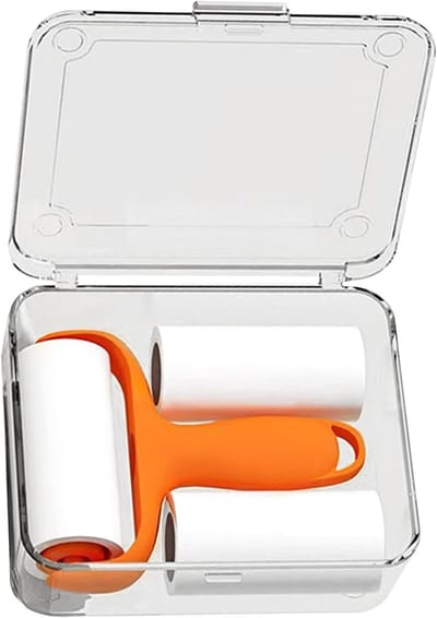Pluisroller Mini - Kledingreiniger - Kleding Onderhoud - Inclusief Opberghoes - 10 x 8 cm - Oranje