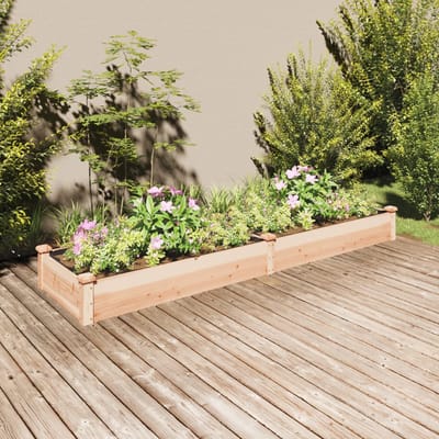 vidaXL - Plantenbak - verhoogd - met - voering - 240x60x25 - cm - massief - vurenhout